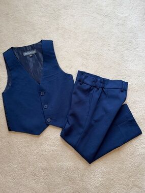 Spring Notion 2 piece suit set - vest & pants Navy Blue Boys Size 4T